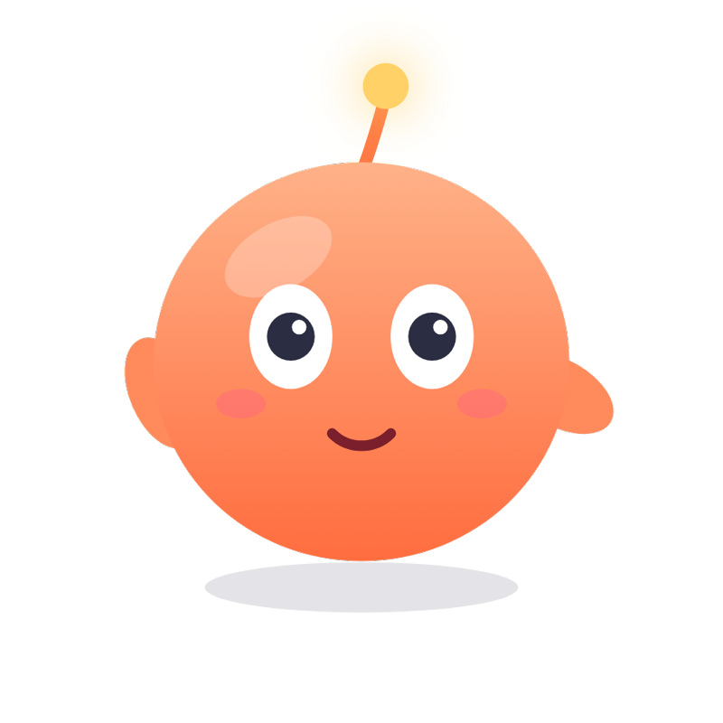 Bo, eine kleine orange KI-Figur